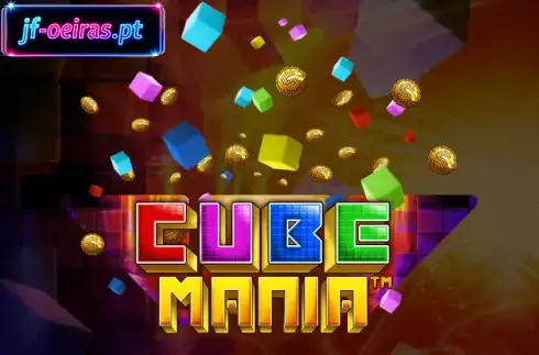 Cube Mania slot game grid showing colorful blocks