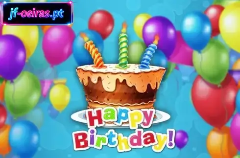 Bal&otilde;es de interface da m&aacute;quina ca&ccedil;a-n&iacute;queis Eyecon de feliz anivers&aacute;rio