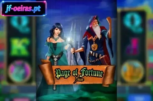 Page of Fortune Deluxe Theme Elements Mystical spell book and wizard staff